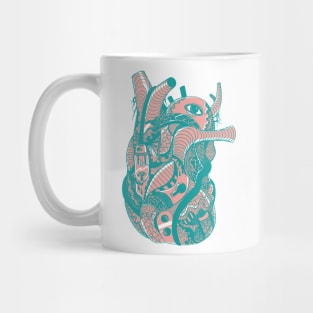 Coral Teal Light Heart Mug